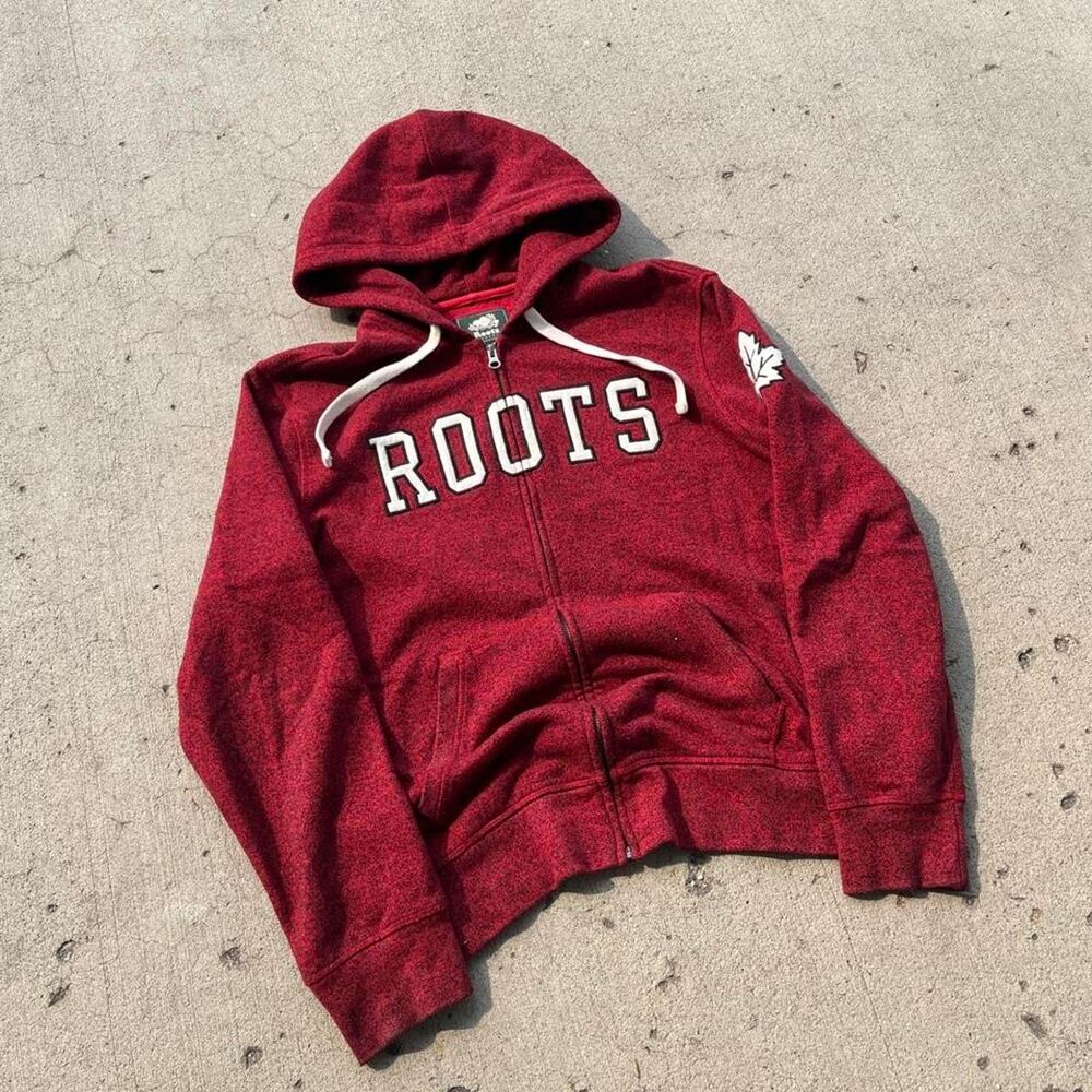 Roots Athletics Streetwear Y2K Spellout Zip Up Hoodie